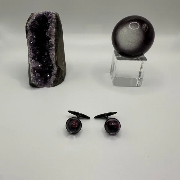 Vintage 800er silver cuff links with purple stone cufflinks collectible jewelry